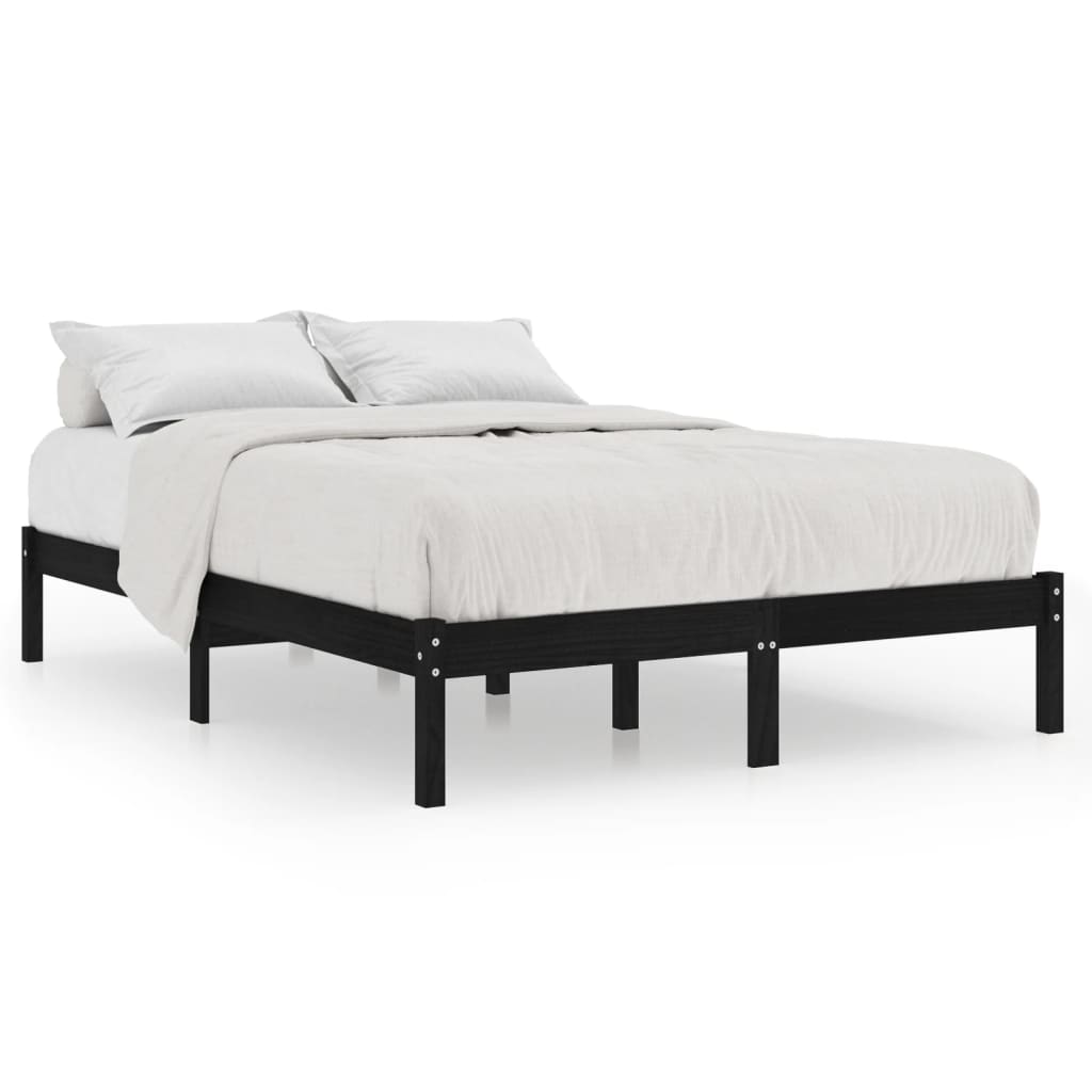 vidaXL Bed Frame without Mattress Black Solid Wood Super King Size