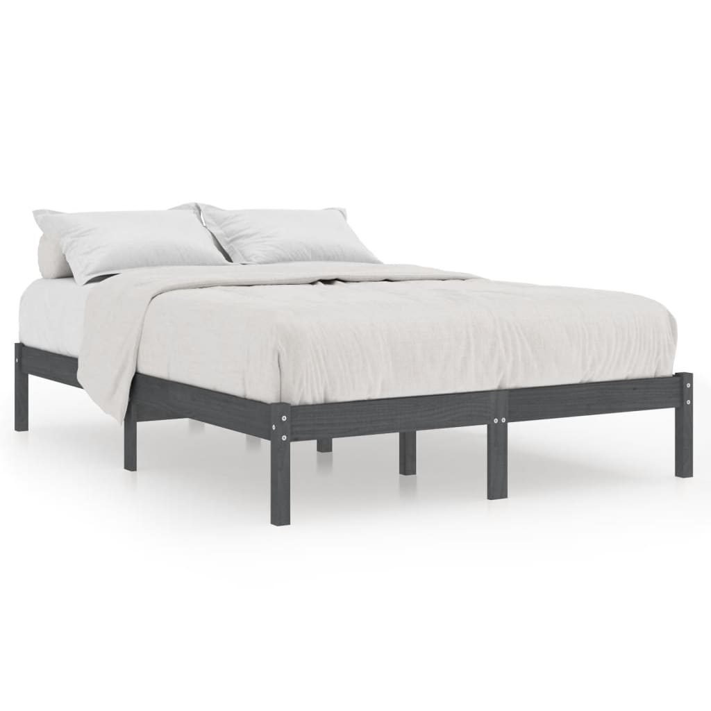 vidaXL Bed Frame without Mattress Grey Solid Wood 140x200 cm