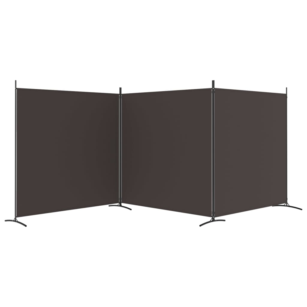 vidaXL 3-Panel Room Divider Brown 525x180 cm Fabric