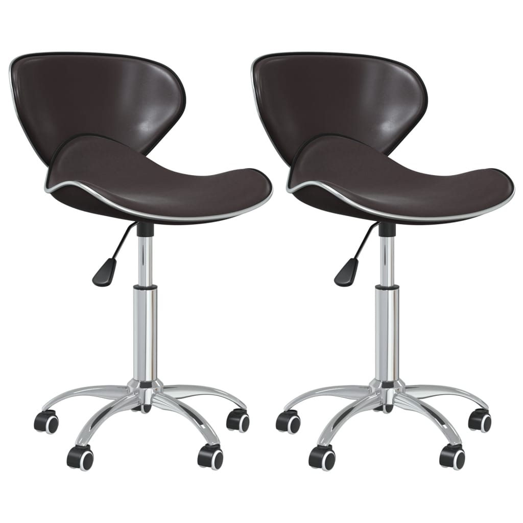 vidaXL Swivel Dining Chairs 2 pcs Brown Faux Leather