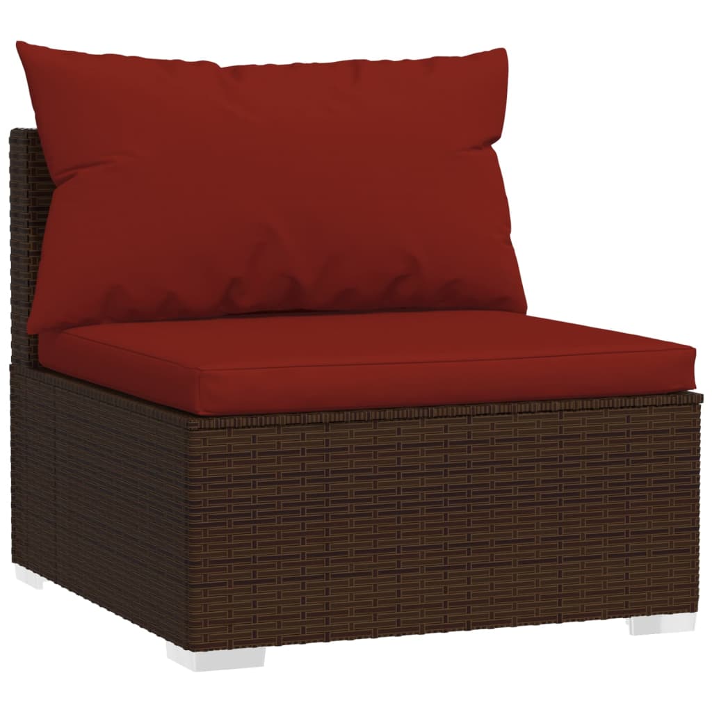 vidaXL 4-Seater Sofa with Cushions Brown Poly Rattan