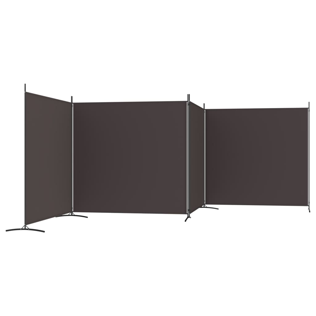 vidaXL 4-Panel Room Divider Brown 698x180 cm Fabric