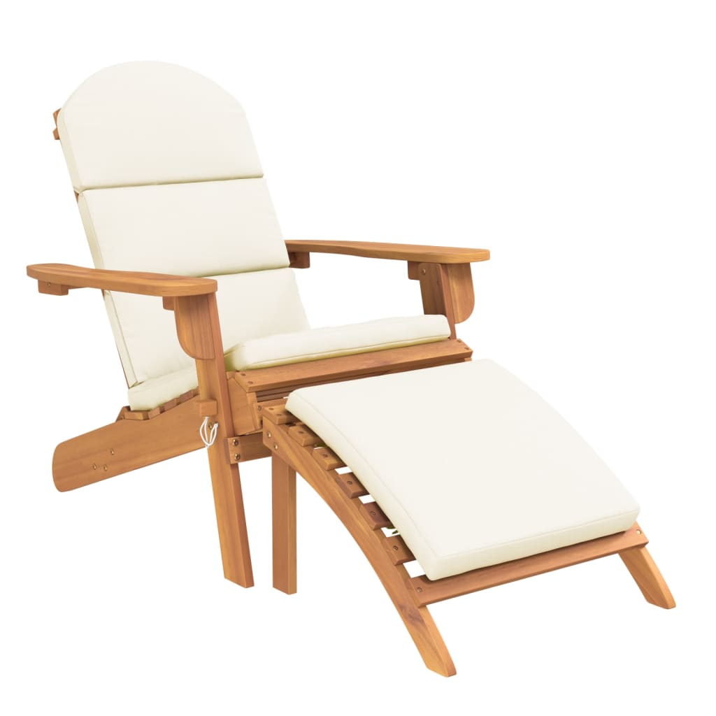 vidaXL Adirondack Garden Chair with Footrest Solid Wood Acacia