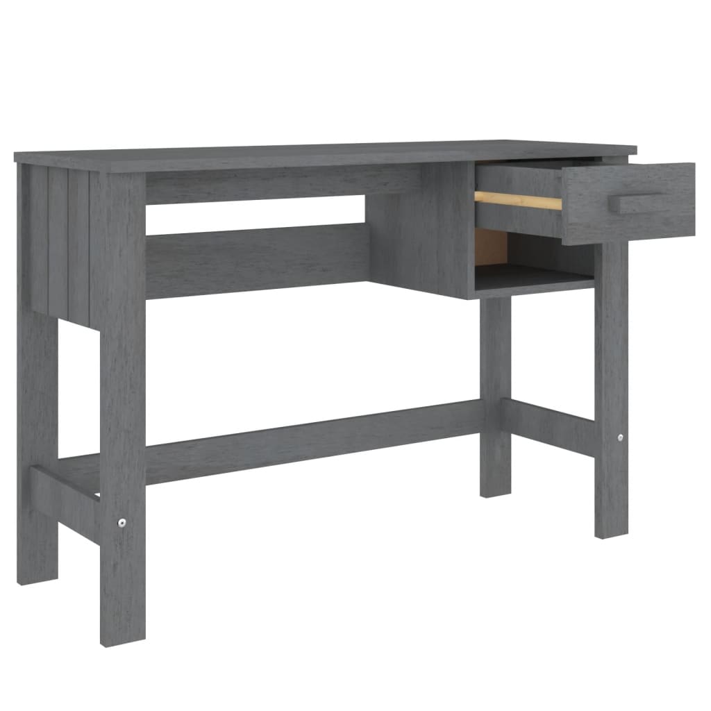 vidaXL Desk HAMAR Dark Grey 110x40x75 cm Solid Wood Pine