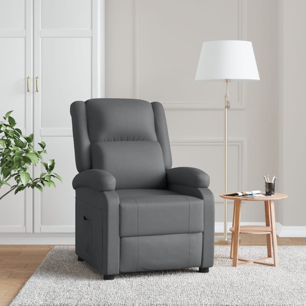 vidaXL Recliner Chair Anthracite Faux Leather