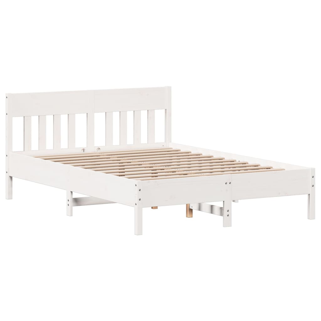 vidaXL Bed Frame with Headboard White 160x200 cm Solid Wood Pine