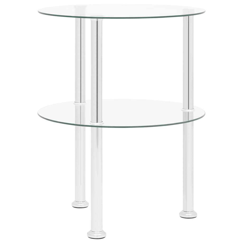 vidaXL 2-Tier Side Table Transparent 38 cm Tempered Glass