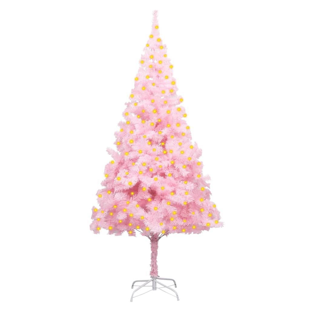 vidaXL Artificial Pre-lit Christmas Tree with Stand Pink 210 cm PVC