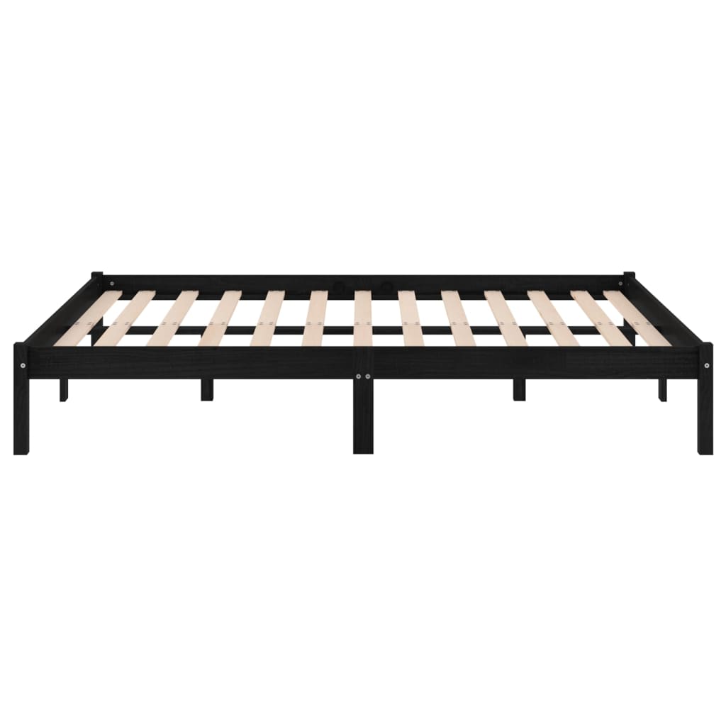 vidaXL Bed Frame without Mattress Black Solid Wood Super King Size