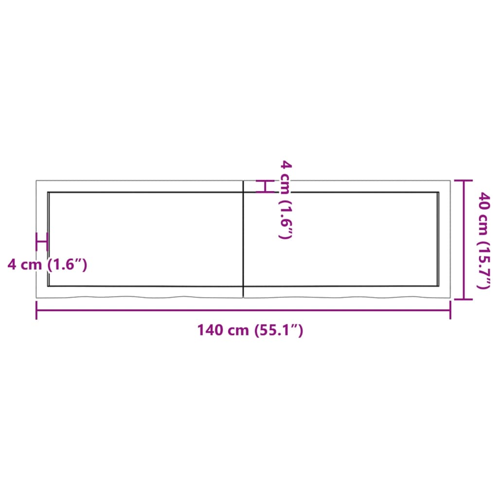 vidaXL Table Top Light Brown 140x40x(2-4) cm Treated Solid Wood Oak