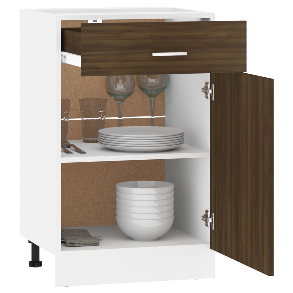 vidaXL Drawer Bottom Cabinet Brown Oak 50x46x81,5 cm Engineered Wood