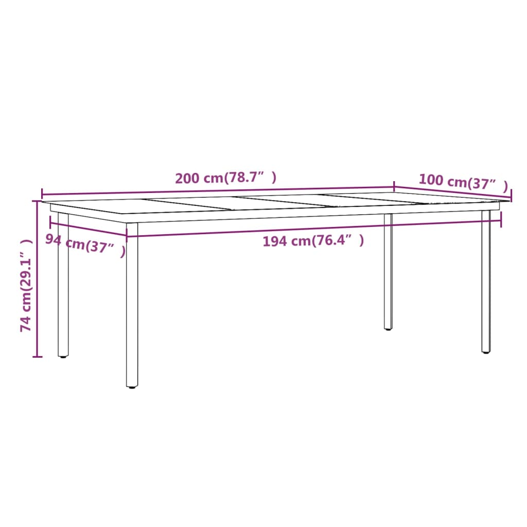 vidaXL 7 Piece Garden Dining Set with Cushions Black