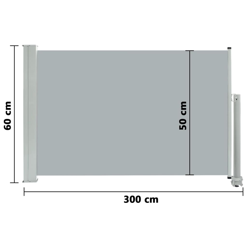 vidaXL Patio Retractable Side Awning 60x300 cm Grey