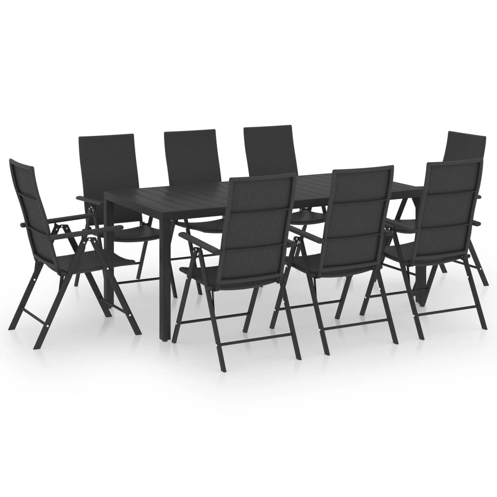 vidaXL 9 Piece Garden Dining Set Black