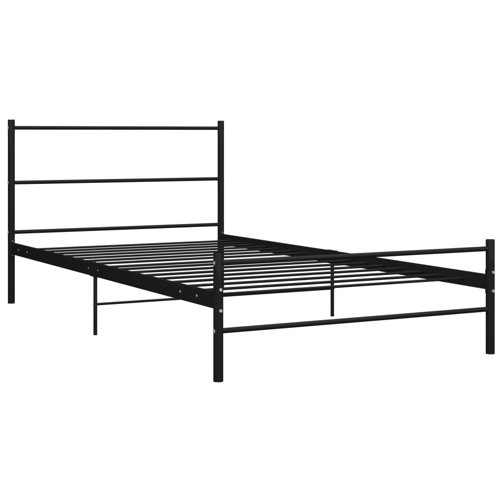 vidaXL Bed Frame without Mattress Black Metal 90x200 cm