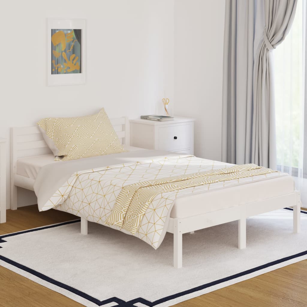 vidaXL Bed Frame without Mattress Solid Wood Pine 120x200 cm White