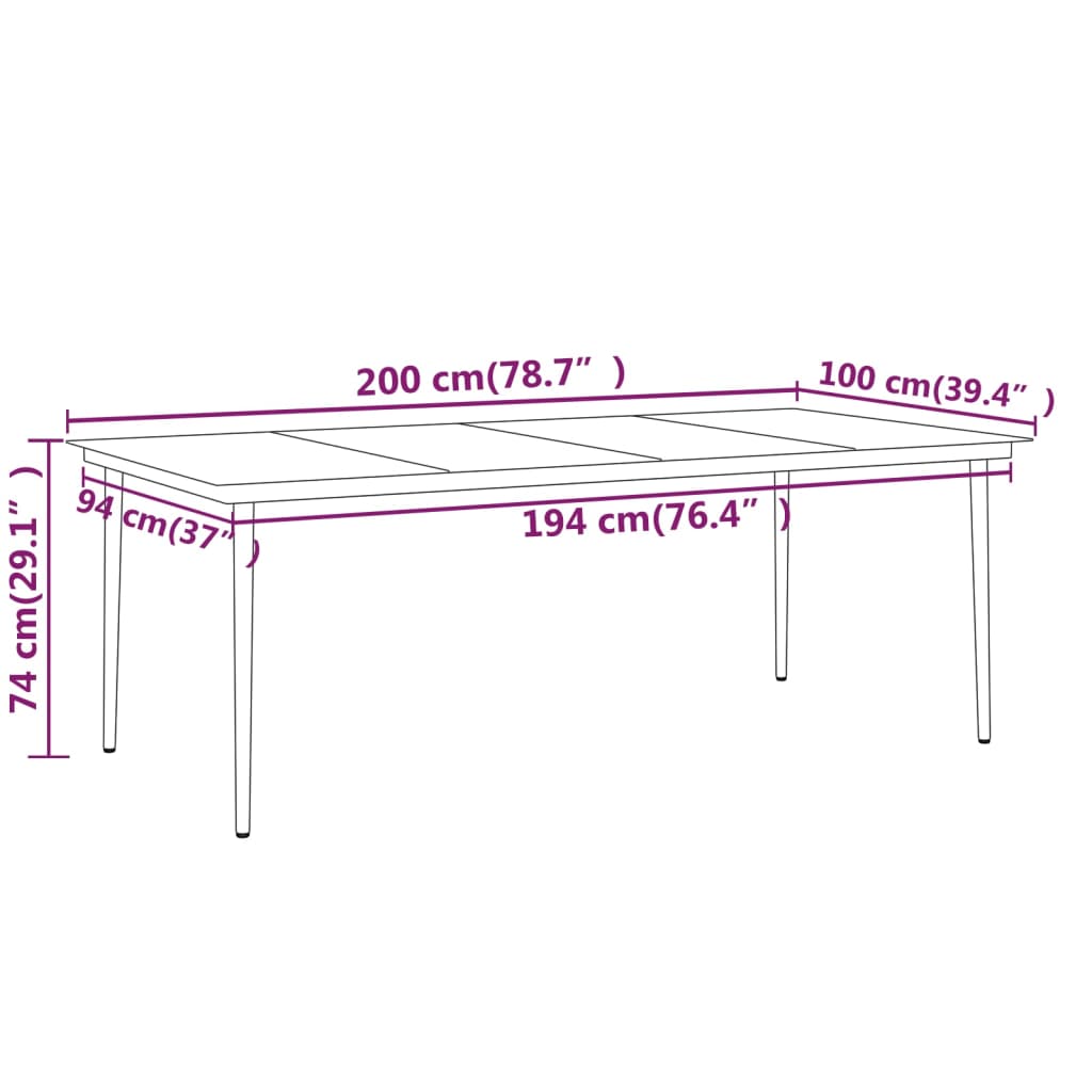 vidaXL 7 Piece Garden Dining Set Black