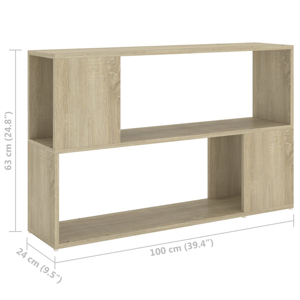 vidaXL Book Cabinet Sonoma Oak 100x24x63 cm Engineered Wood