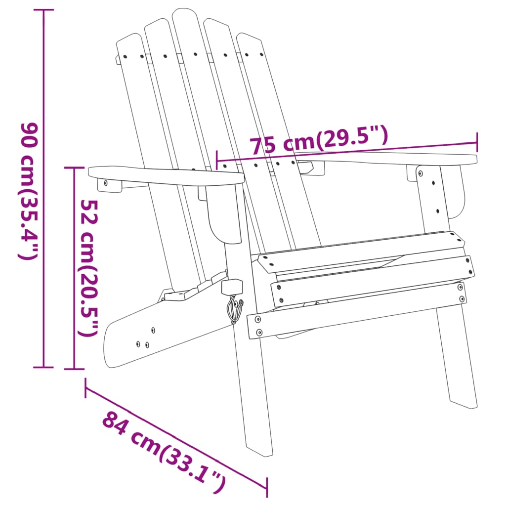 vidaXL 3 Piece Adirondack Garden Lounge Set Solid Wood Acacia