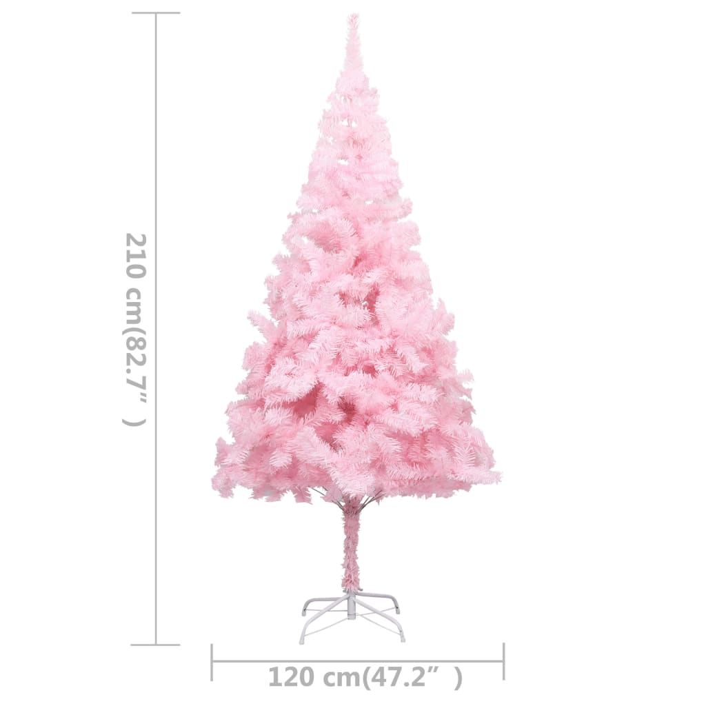 vidaXL Artificial Pre-lit Christmas Tree with Stand Pink 210 cm PVC