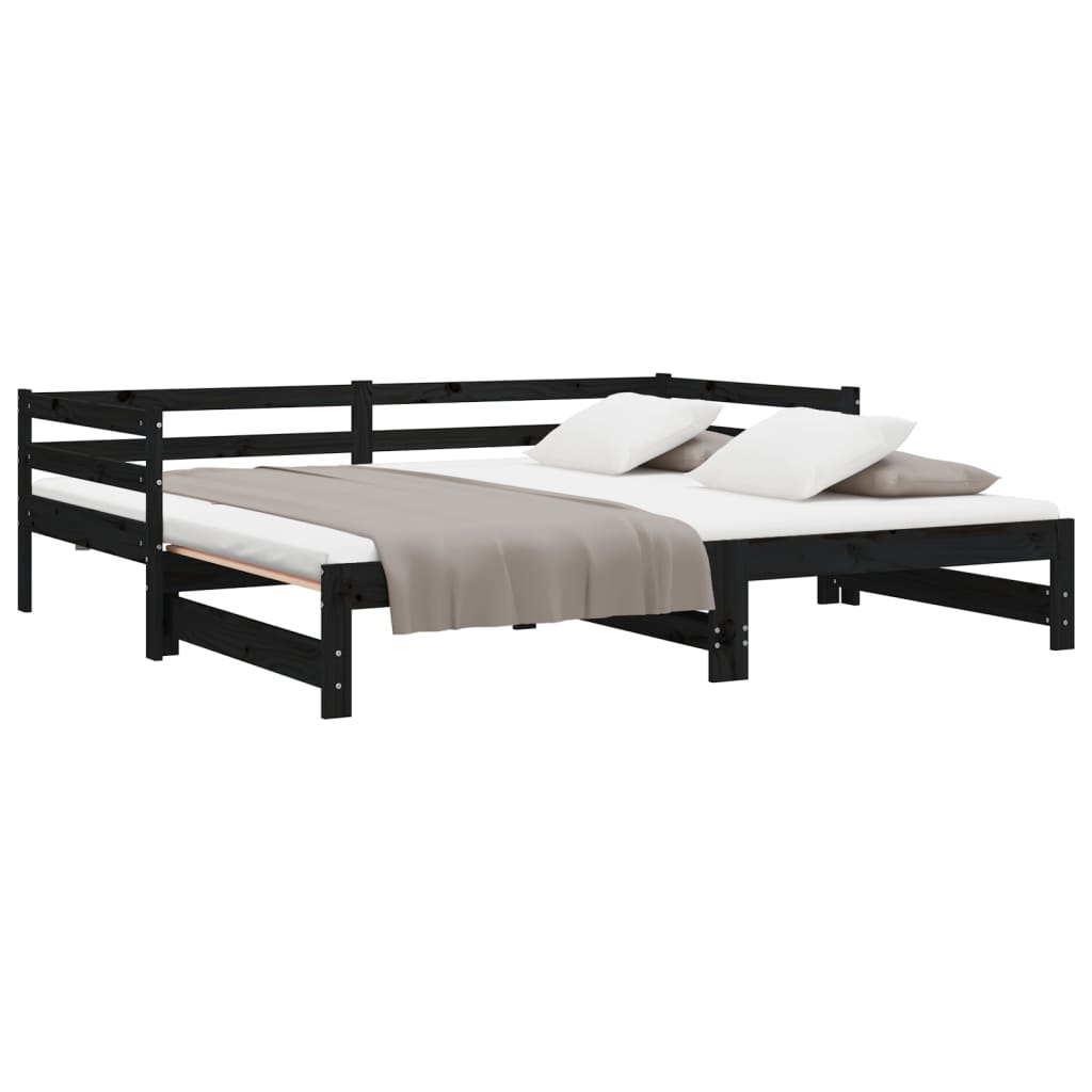 vidaXL Pull-out Day Bed without Mattress Black 2x(90x200) cm