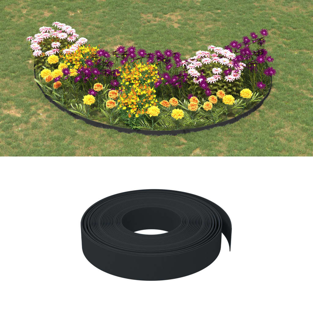 vidaXL Garden Edgings 5 pcs Black 10 m 10 cm Polyethylene