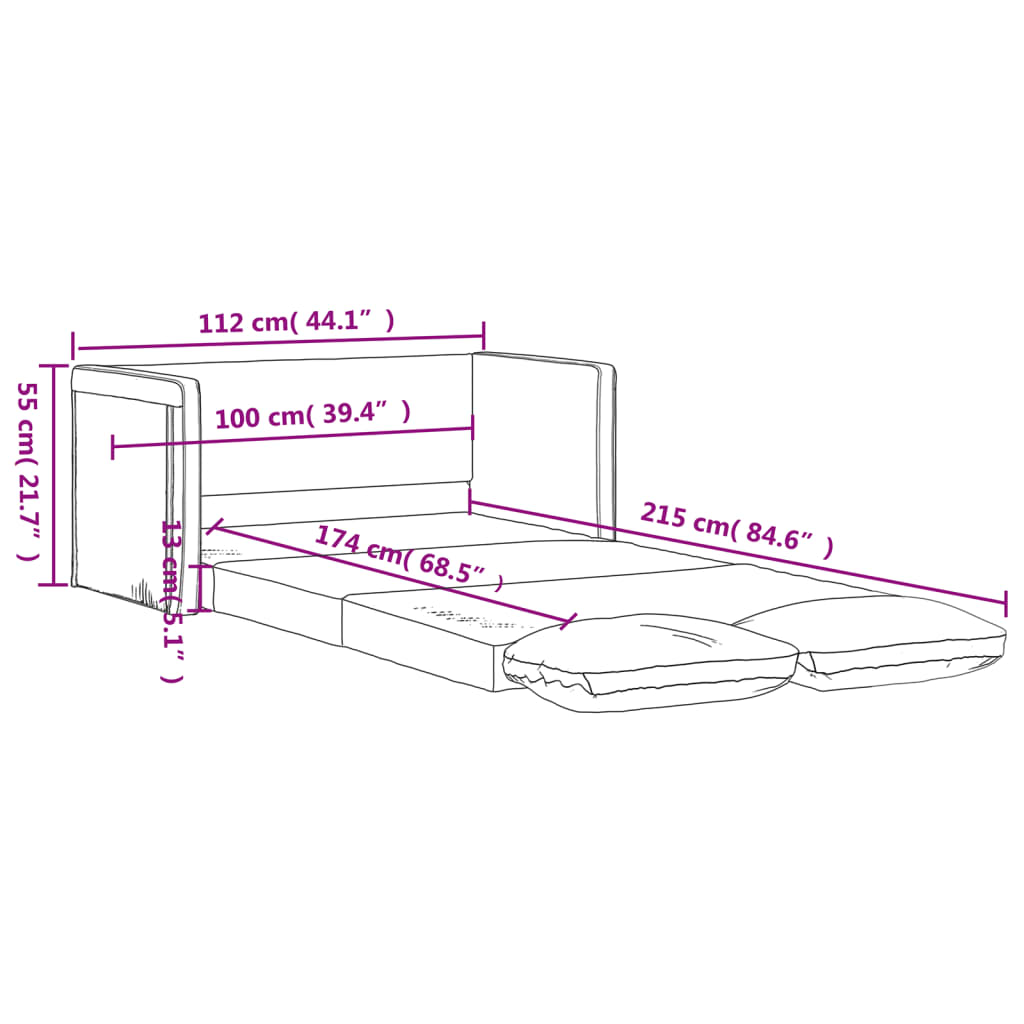 vidaXL Floor Sofa Bed 2-in-1 Cream 112x174x55 cm Fabric