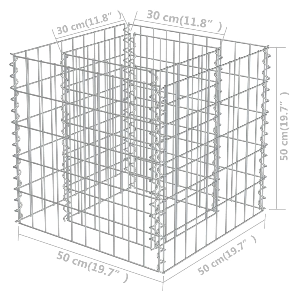 vidaXL Gabion Raised Bed Galvanised Steel 50x50x50 cm