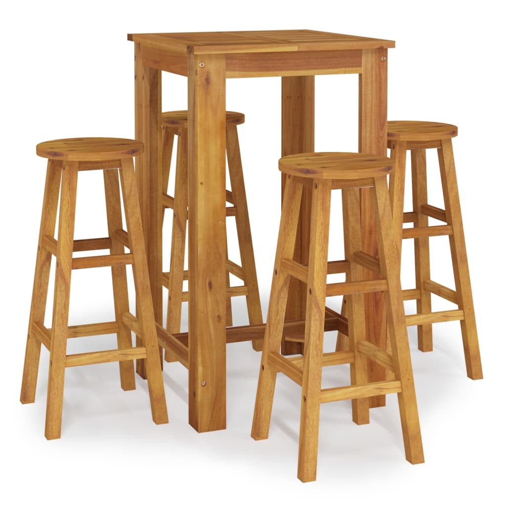 vidaXL 5 Piece Garden Bar Set Solid Wood Acacia