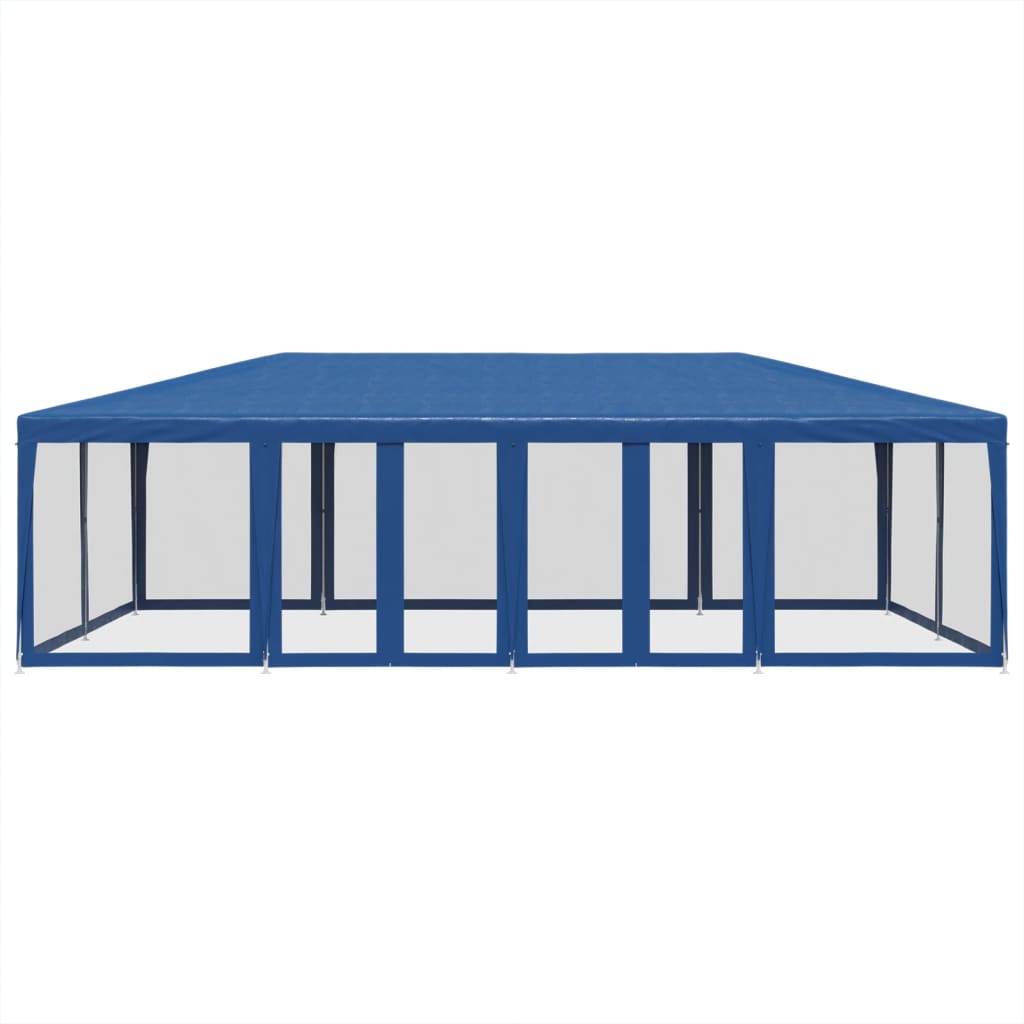 vidaXL Party Tent with 12 Mesh Sidewalls Blue 8x4 m HDPE