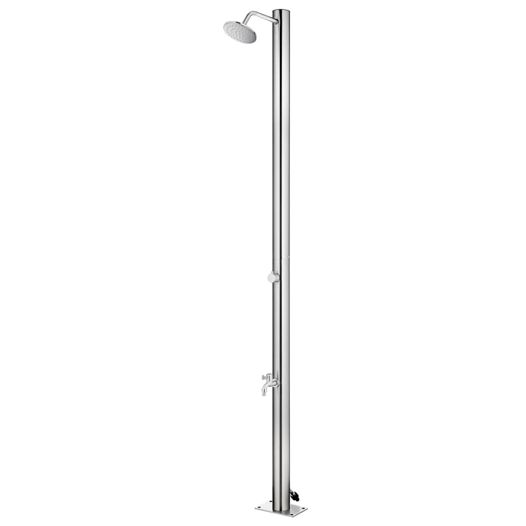 vidaXL Garden Shower with Brown Base 220 cm Stainless Steel