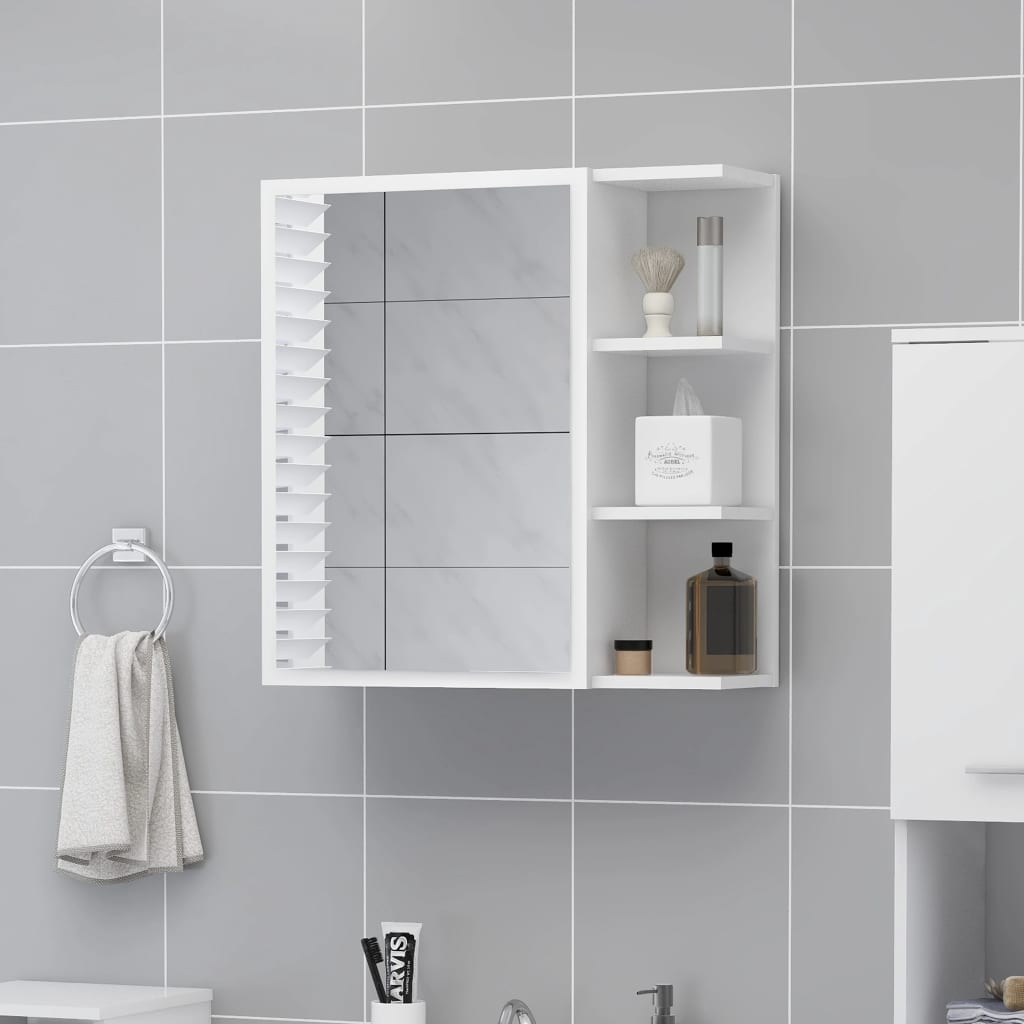 vidaXL Bathroom Mirror Cabinet White 62.5x20.5x64 cm Engineered Wood