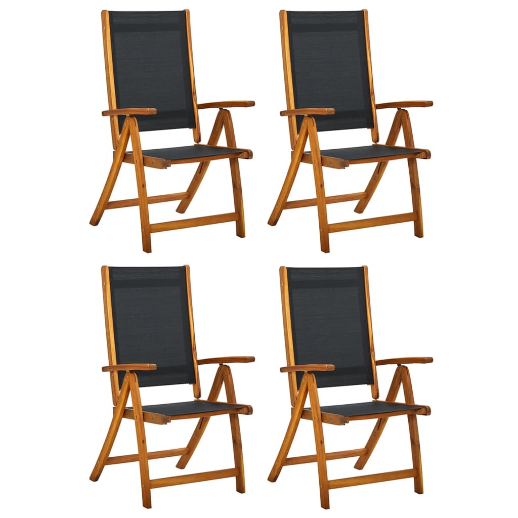 vidaXL Folding Garden Chairs 4 pcs Solid Wood Acacia and Textilene