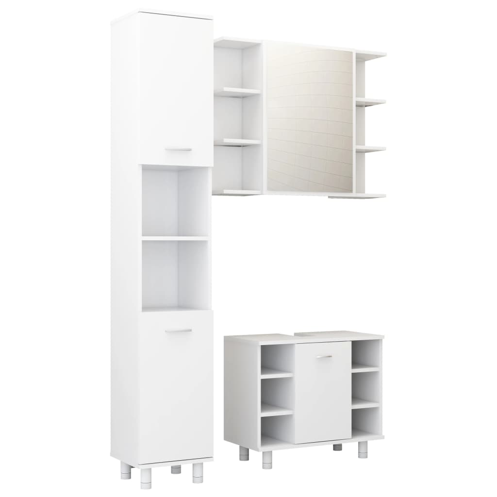 vidaXL 3 Piece Bathroom Furniture Set White Engineered Wood