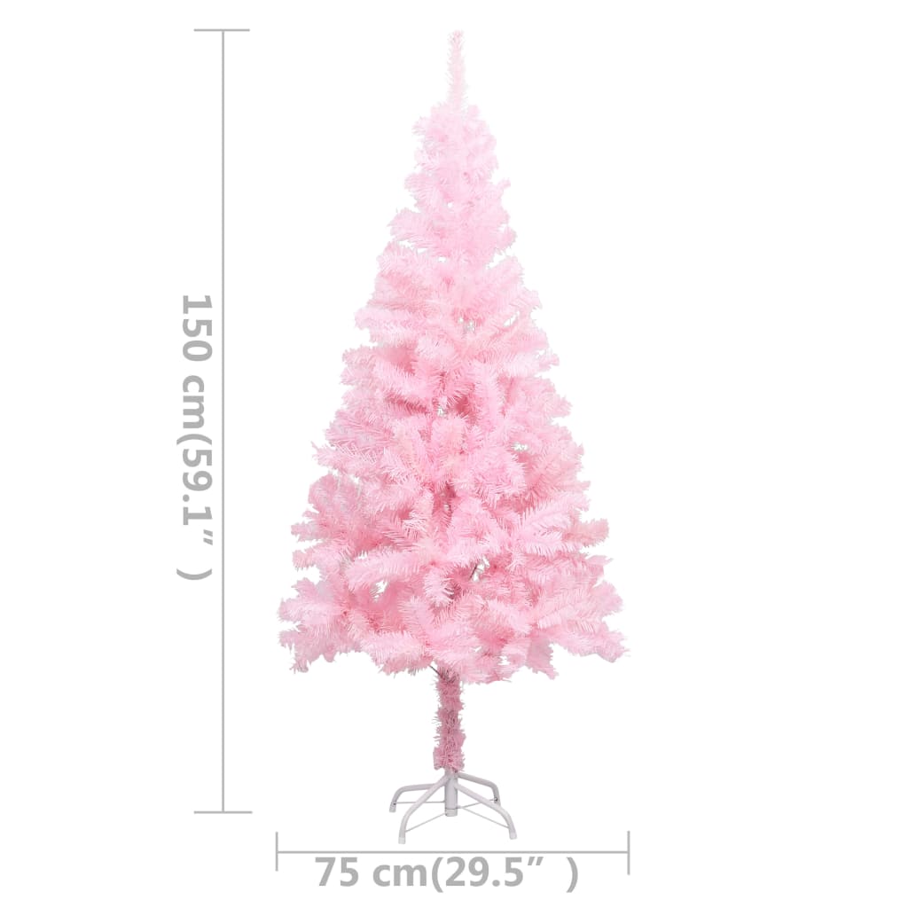 vidaXL Artificial Pre-lit Christmas Tree with Stand Pink 150 cm PVC