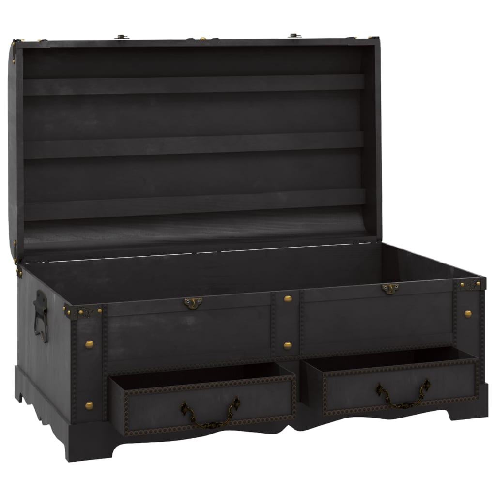 vidaXL Wooden Treasure Chest Large Black