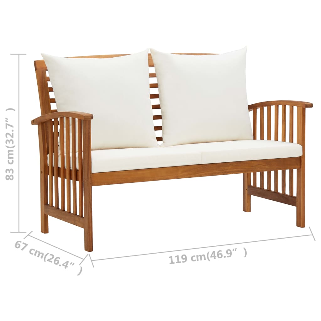 vidaXL 5 Piece Garden Lounge Set with Cushions Solid Acacia Wood (310257+310260+310263)