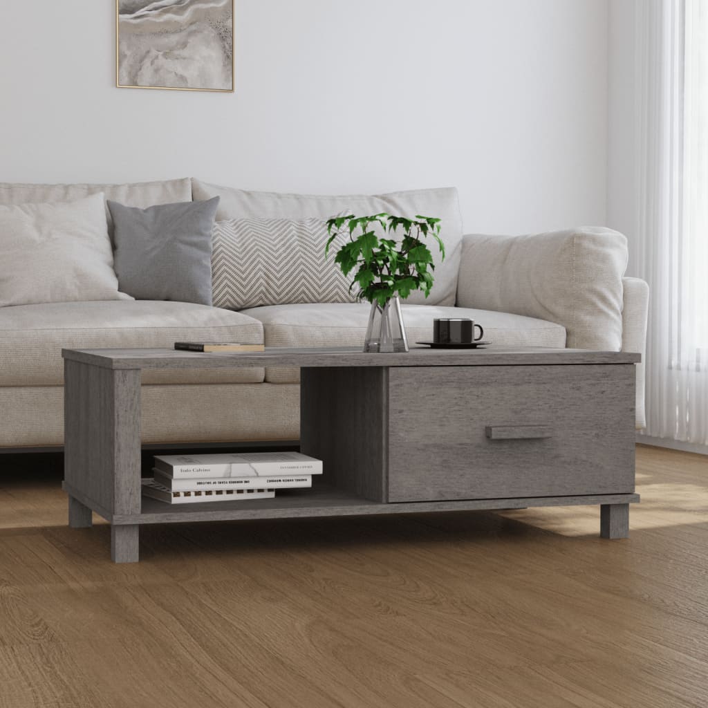 vidaXL Coffee Table HAMAR Light Grey 100x55x35 cm Solid Wood Pine