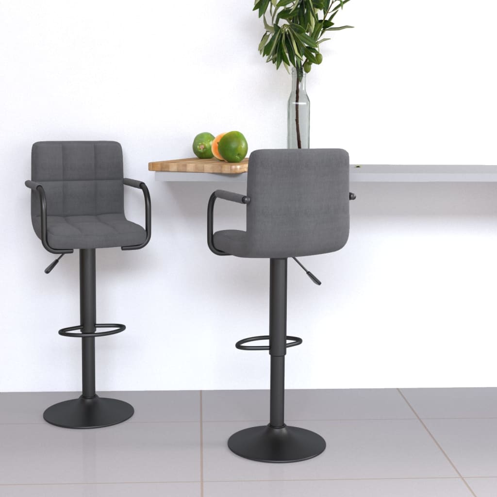 vidaXL Bar Stools 2 pcs Light Grey Fabric